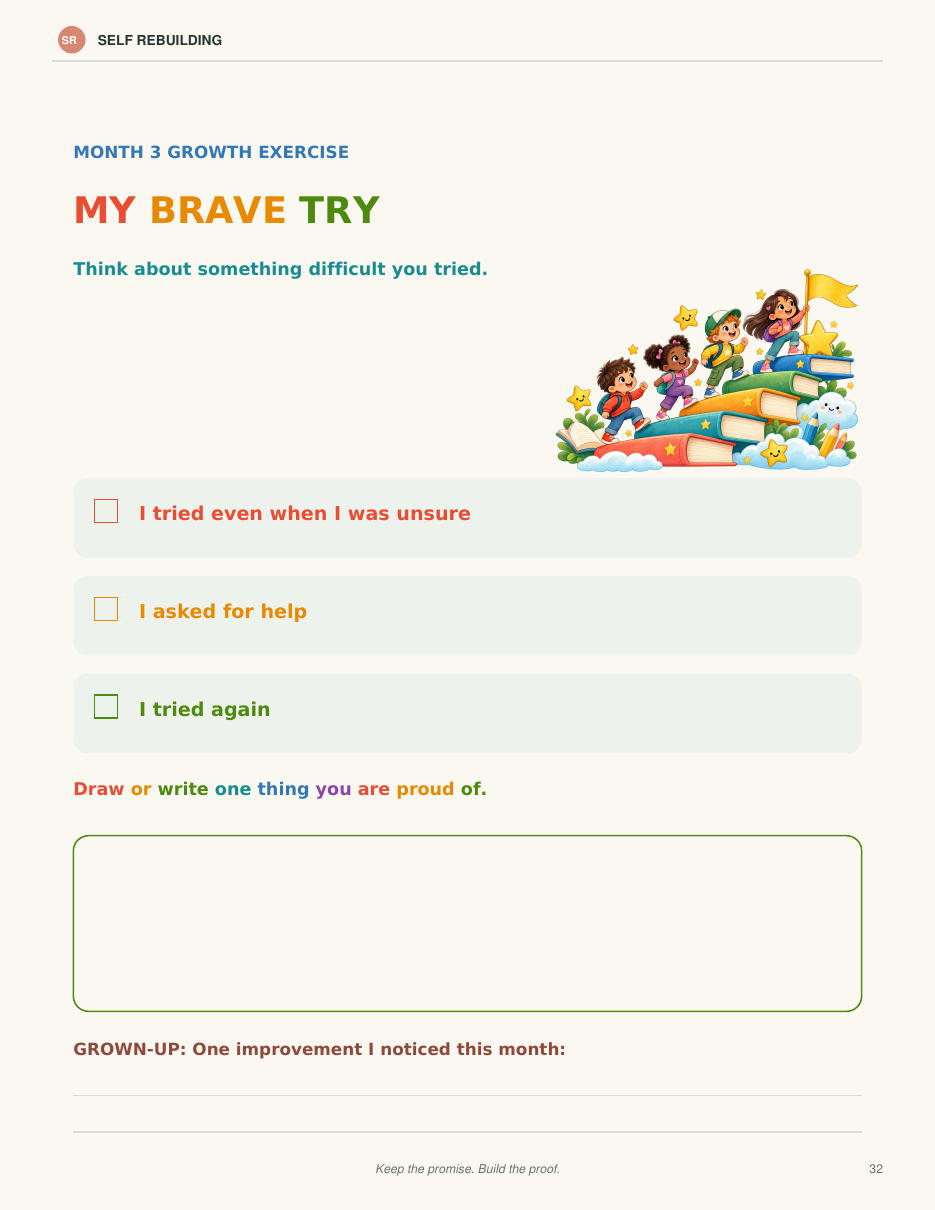 Partial preview of the My Brave Try growth exercise